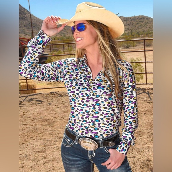 Multicolor Leopard Print 100% silk Women's Top - Picture 1 of 7
